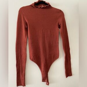 Free People Terracotta Textured Bodysuit